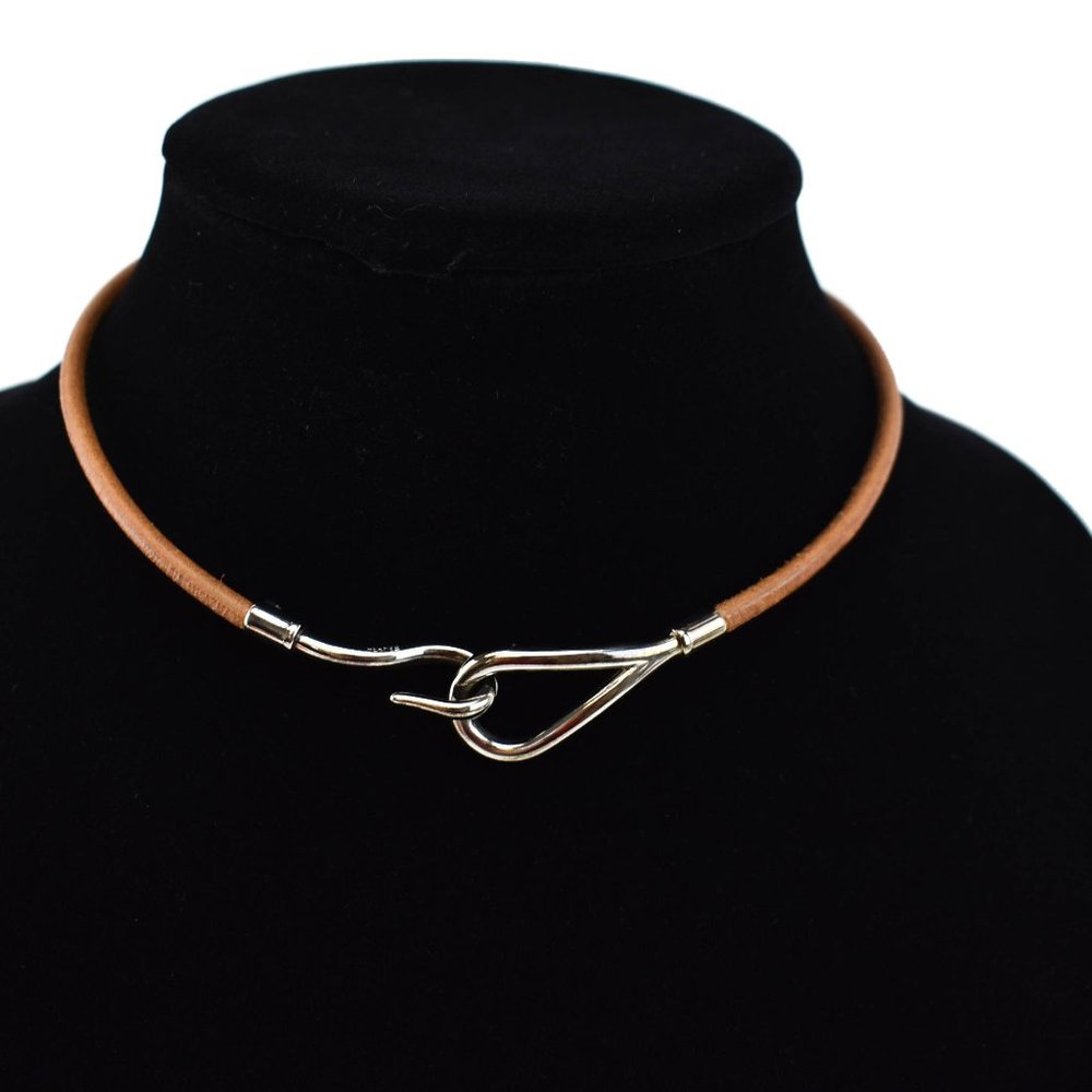 HERMES Jumbo: Brown/Silver Hook Bracelet/Choker